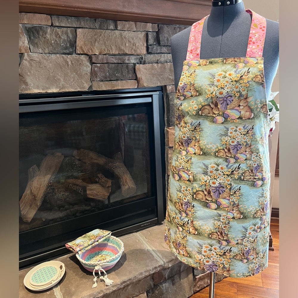 Happy Spring Set of Items - Apron, Coasters, Rope Bowl, Napkin